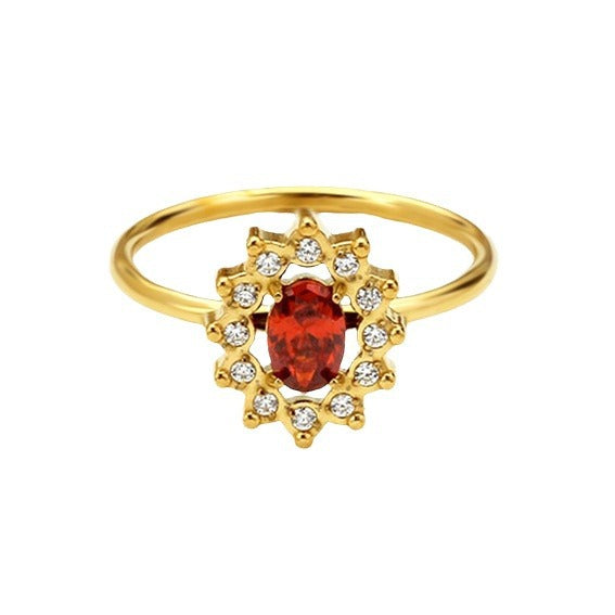 Wholesale vintage 18k titanium steel red zircon flower jewelry set