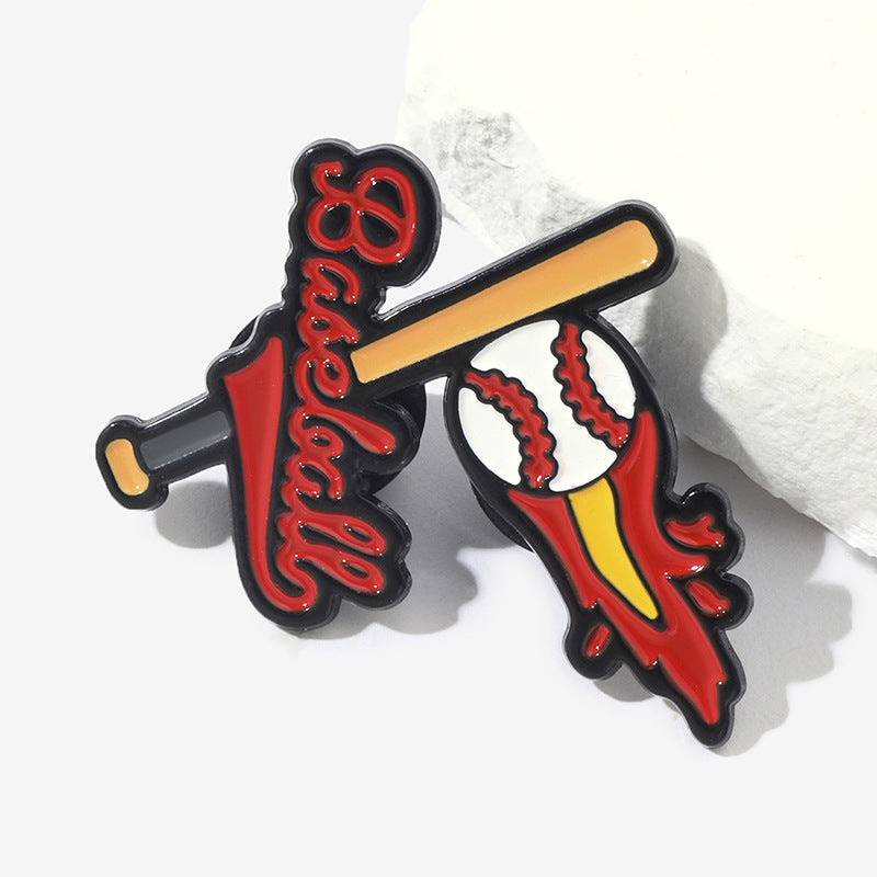 Wholesale Baseball and football cartoon metal brooch