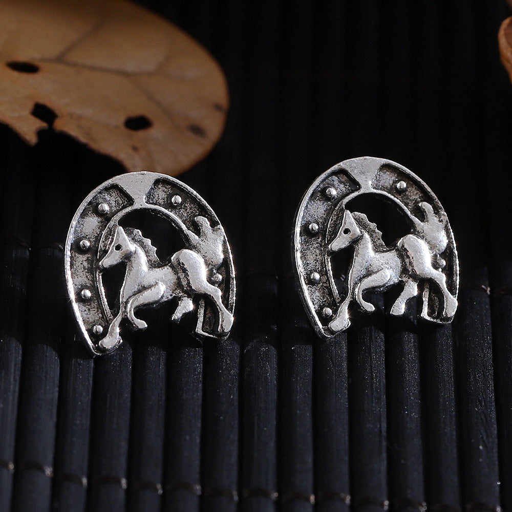 Wholesale Retro Ethnic Style Denim Earrings