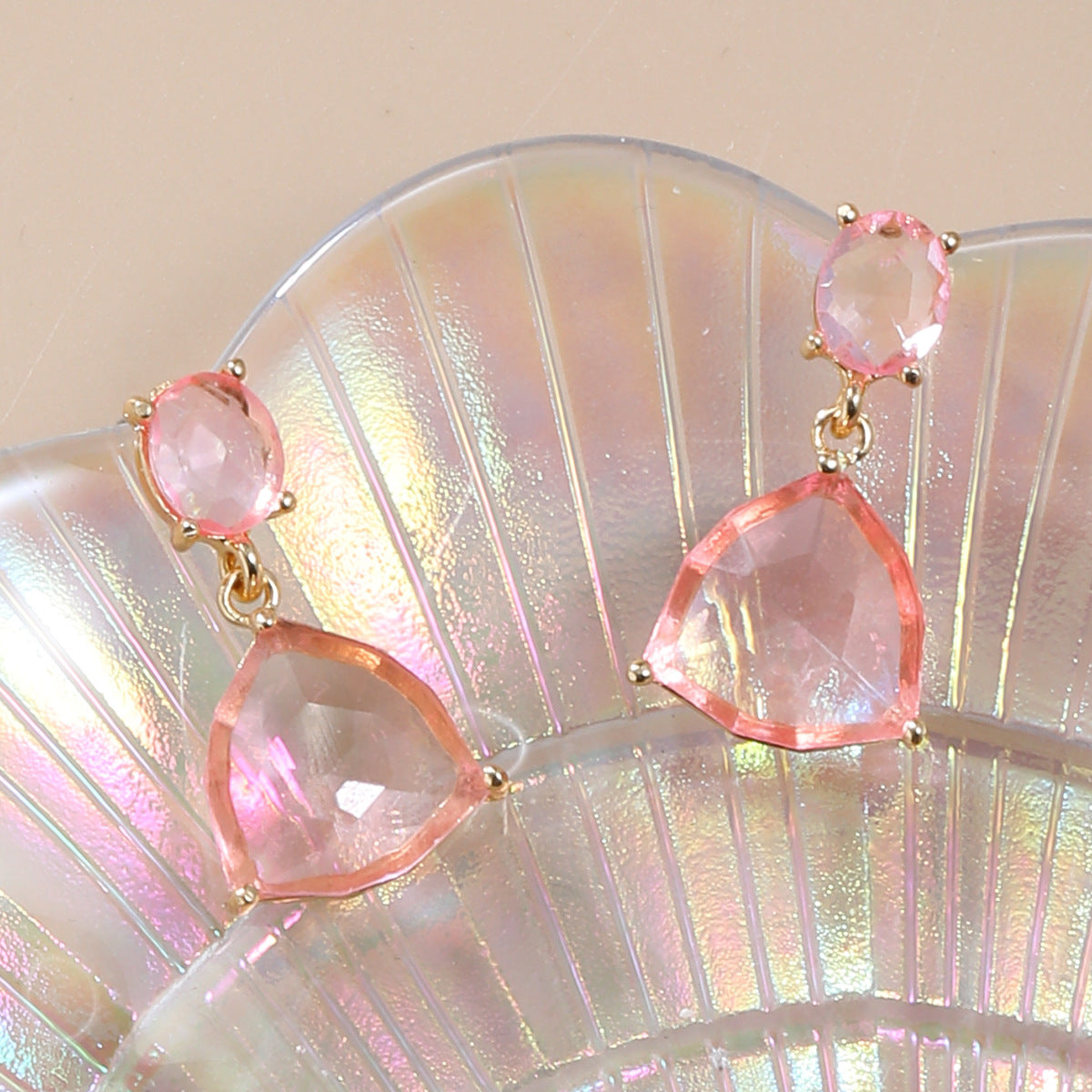 Wholesale Colored Diamond Earrings Triangle Earrings Alloy Earrings  ACC-ES-JL008