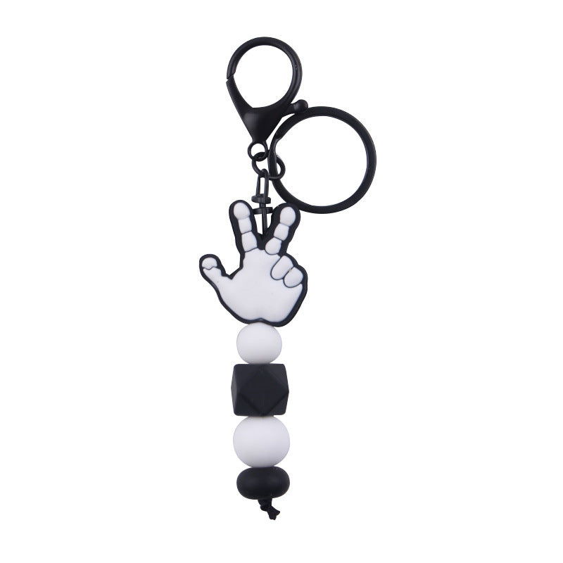 Wholesale Cartoon Palm Silicone Beaded Keychain ACC-KC-GuangTian074