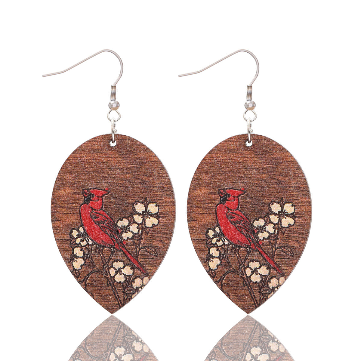 Wholesale Vintage Hollow Round Wood Earrings Bird Drop Shape Earrings