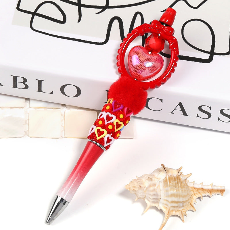 Wholesale 50pcs Acrylic Lace Heart Beaded Print Vertical Hole Beads Diy Accessories ACC-BDS-BLG068