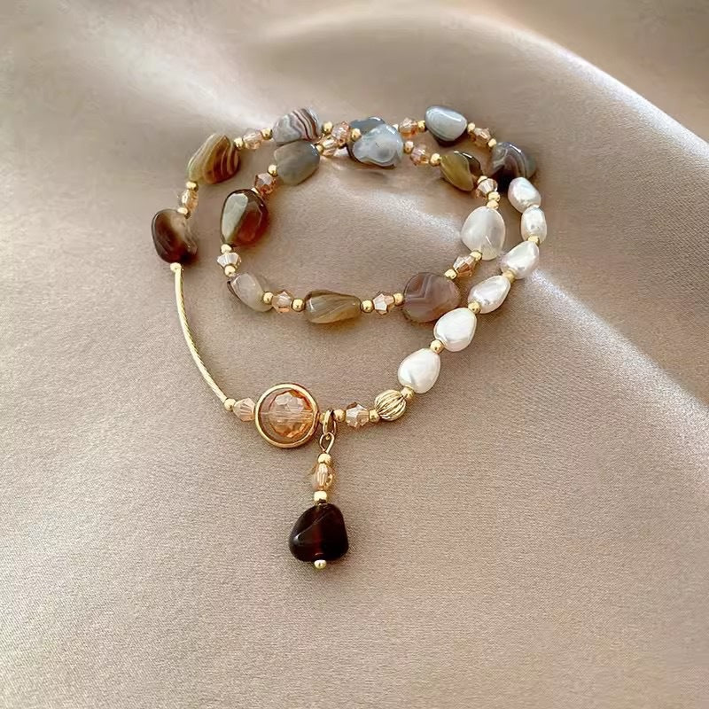 Wholesale Crystal Electroplated Double Layer Bracelet - Trendy Everyday Jewelry Accessory for Women Gift