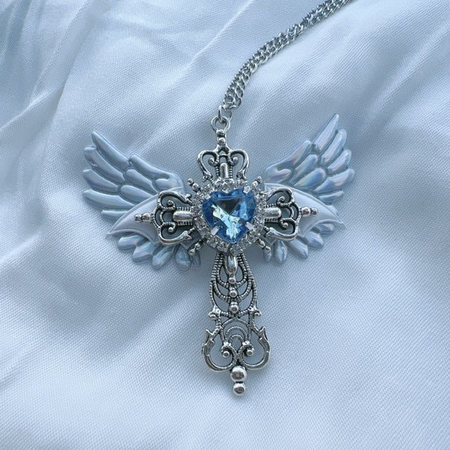 Wholesale Gothic Angel Cross Sweater Necklace