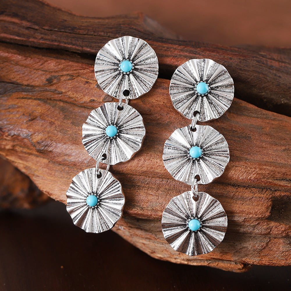 Wholesale Bohemian style round tassel pendant earrings