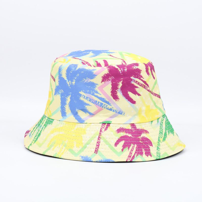 Wholesale Seaside Coconut Tree Printed Fisherman Hat Bucket Hat