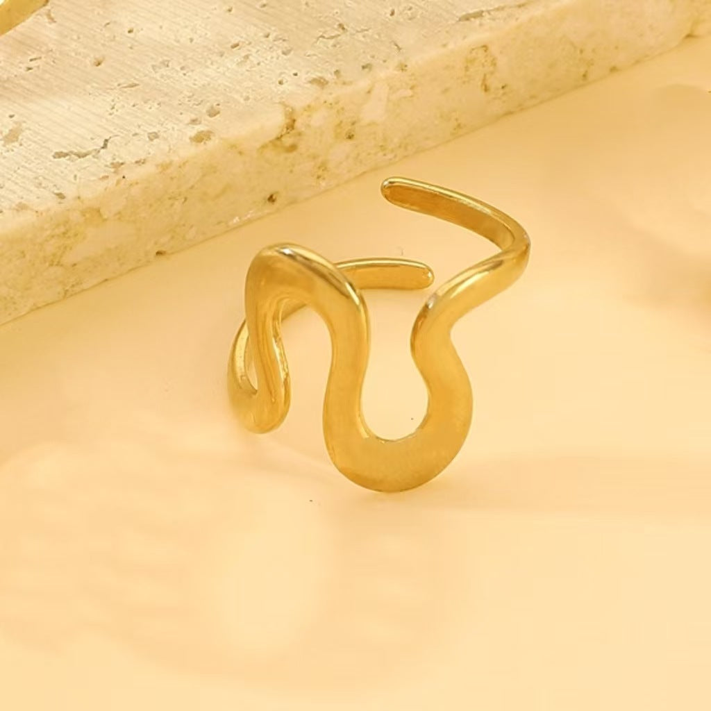 Anello di apertura a trama irregolare con goccia d'olio in acciaio inossidabile all'ingrosso