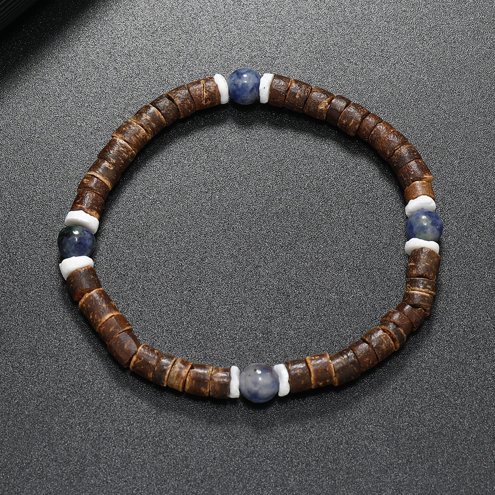 Wholesale Retro Ethnic Style nut Shell Natural Turquoise Bracelet