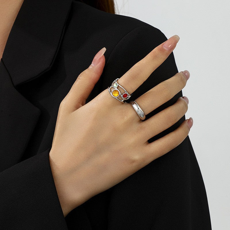 Wholesale  liquid lava flower open ring