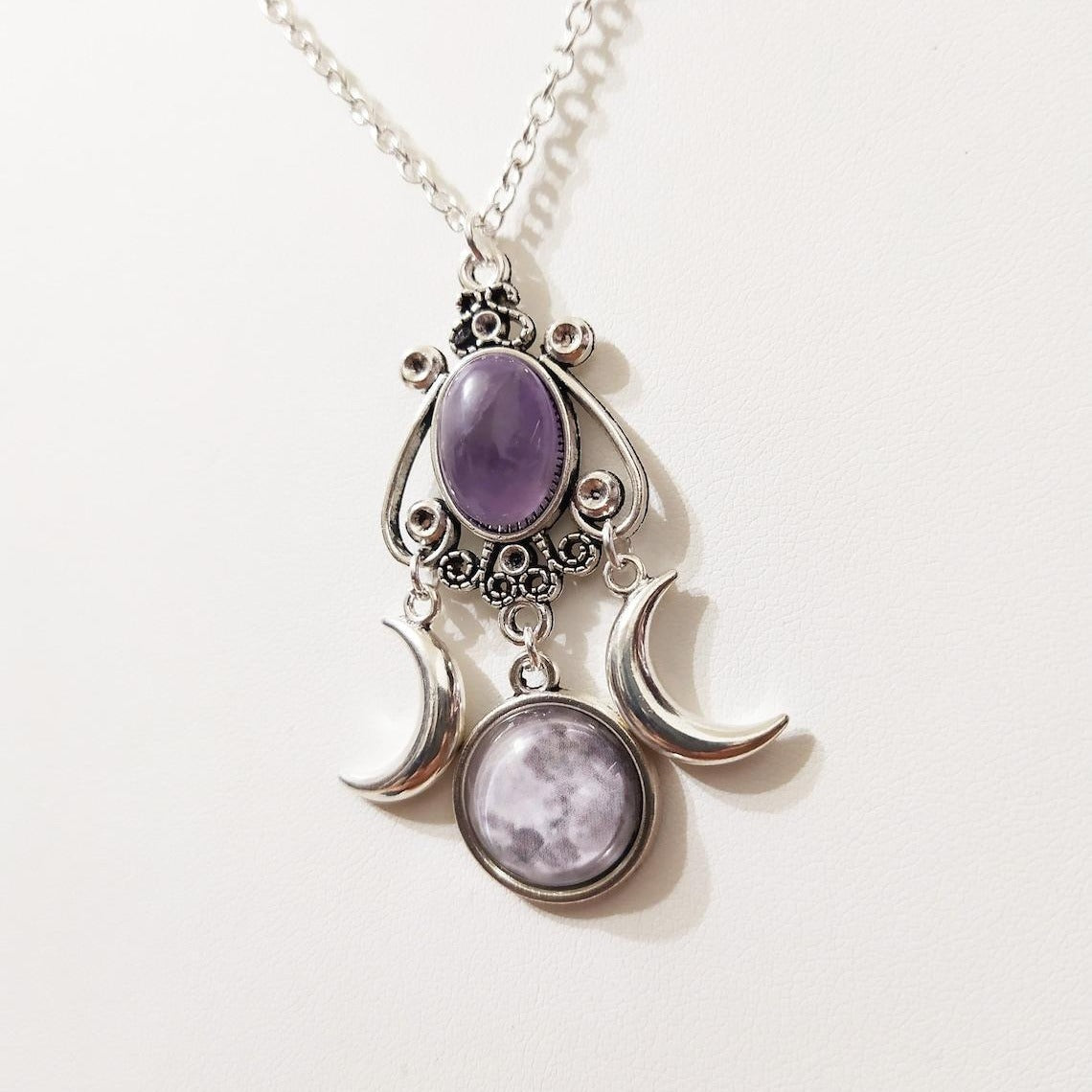 Wholesale Moon Necklace Amethyst Vintage Alloy Necklaces ACC-NE-AnMing001