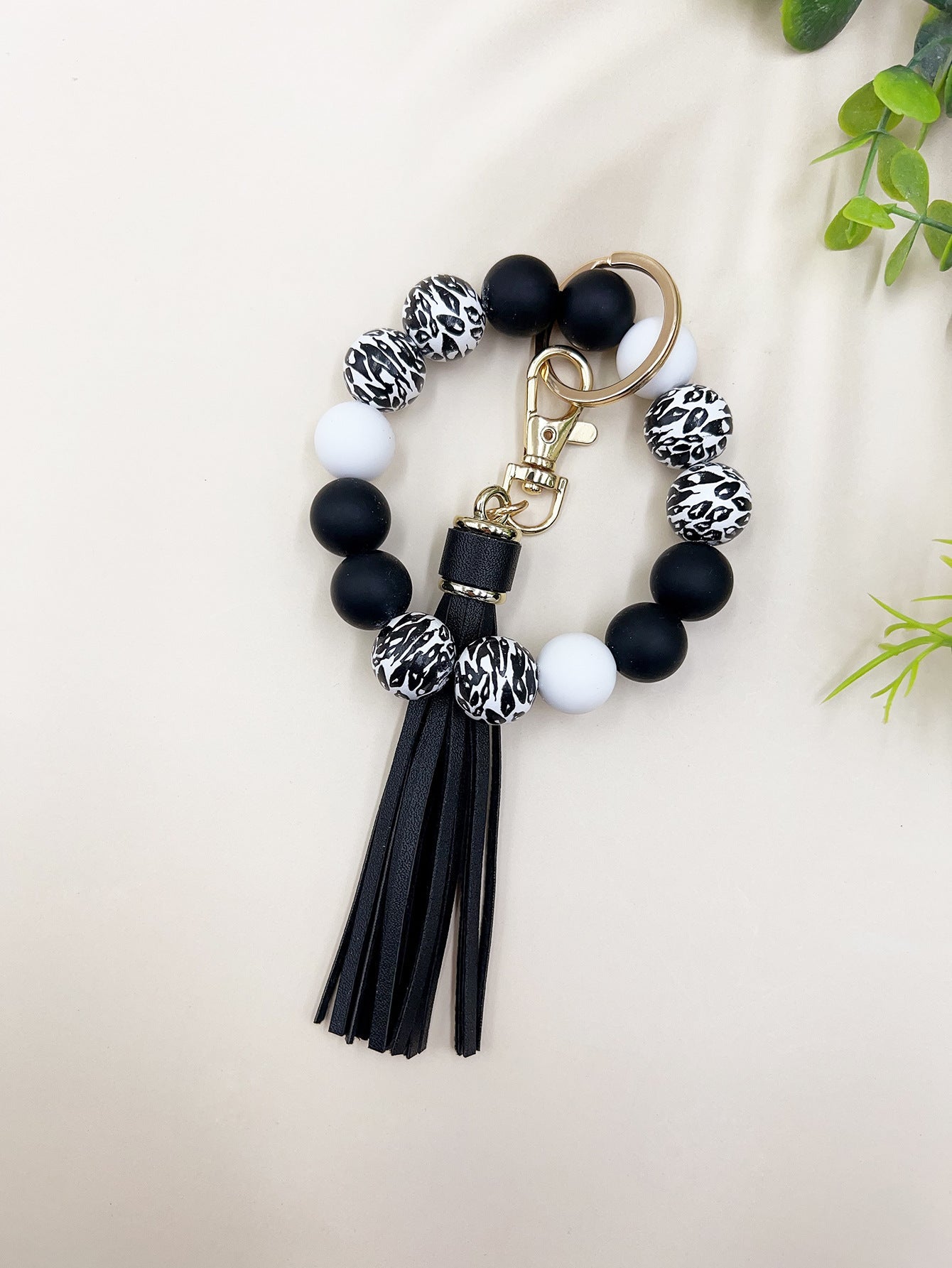 Wholesale Colorful Leopard Bead Bracelet Keychain ACC-KC-JiuYa015