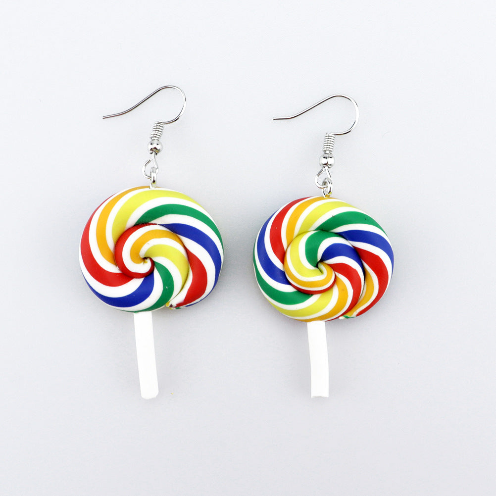 Wholesale  personality cute  soft pottery lollipop earrings