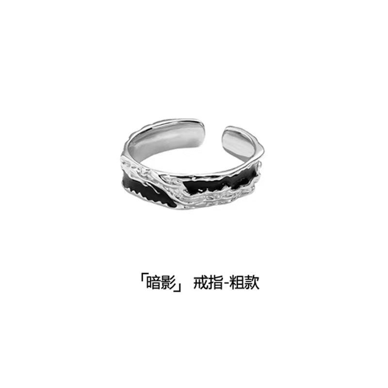 Wholesale Retro open ring Green red epoxy irregular texture ring