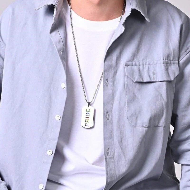 Wholesale LGBT Rainbow Double Layer Colorful Stainless Steel Necklace ACC-NE-MS022