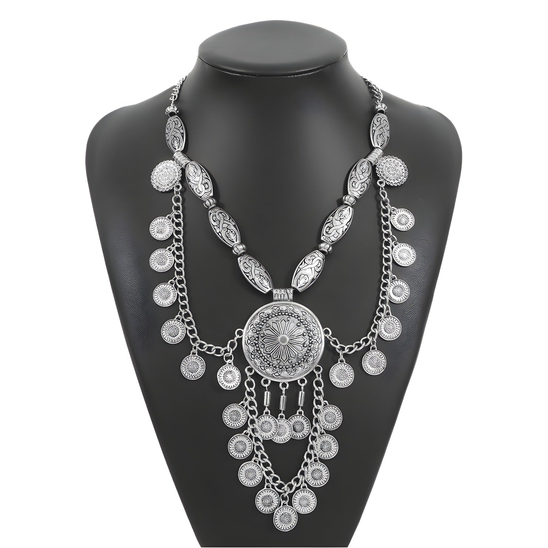 Wholesale Retro Geometric Tassel Necklace Bohemian Personalized Clavicle Chain