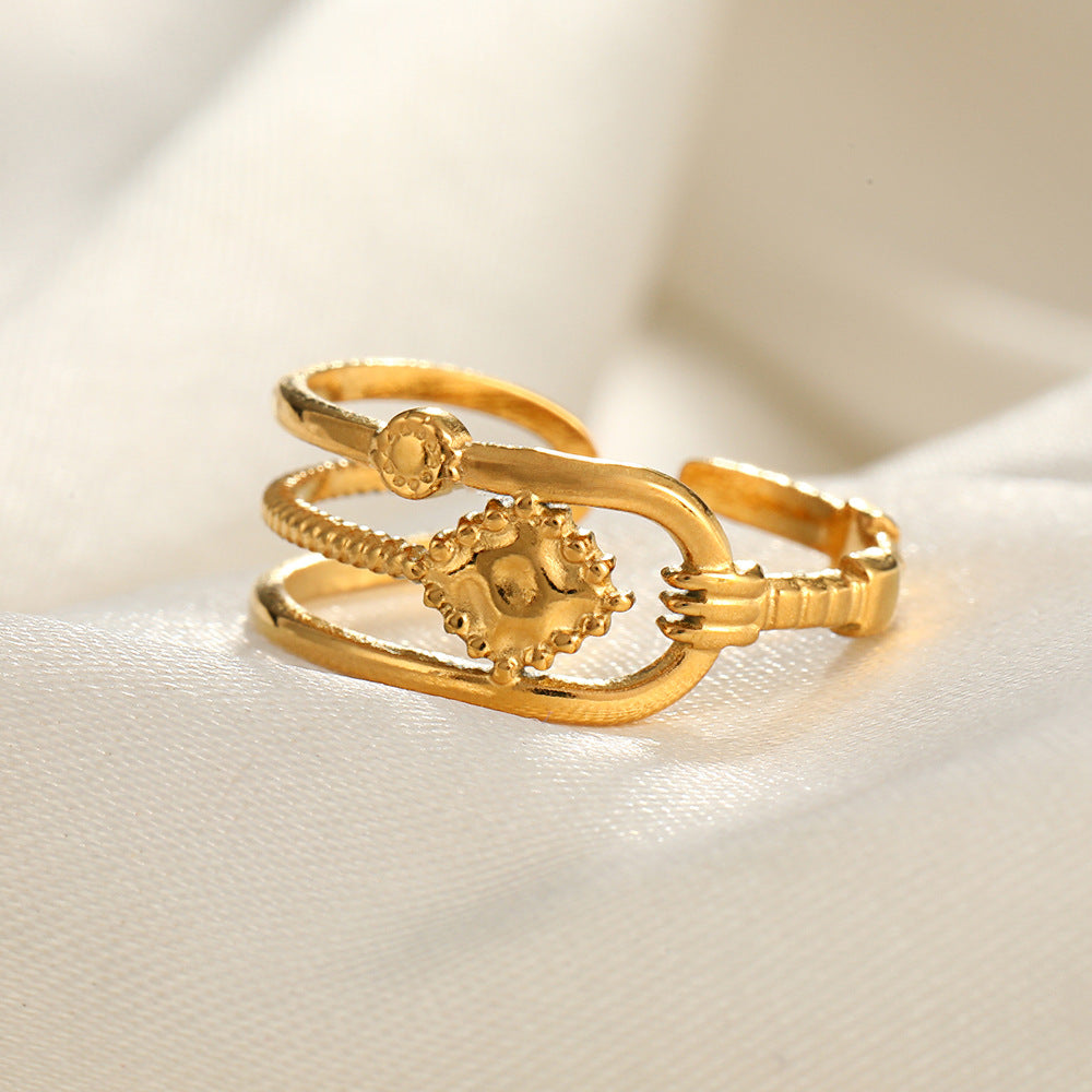 Wholesale Line Hearts Butterfly Irregular Stainless Steel Open Rings  ACC-RS-TaiMei004