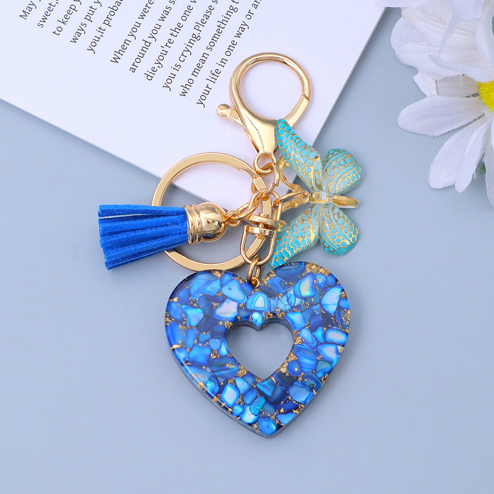 Wholesale Chic Heart Resin Keychain with Tassel - Boutique Bag Accessory Gift