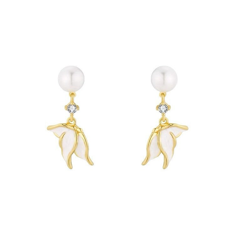 Wholesale Modern Faux Pearl Fishtail Earrings Jewelry Accessory Gift for Women