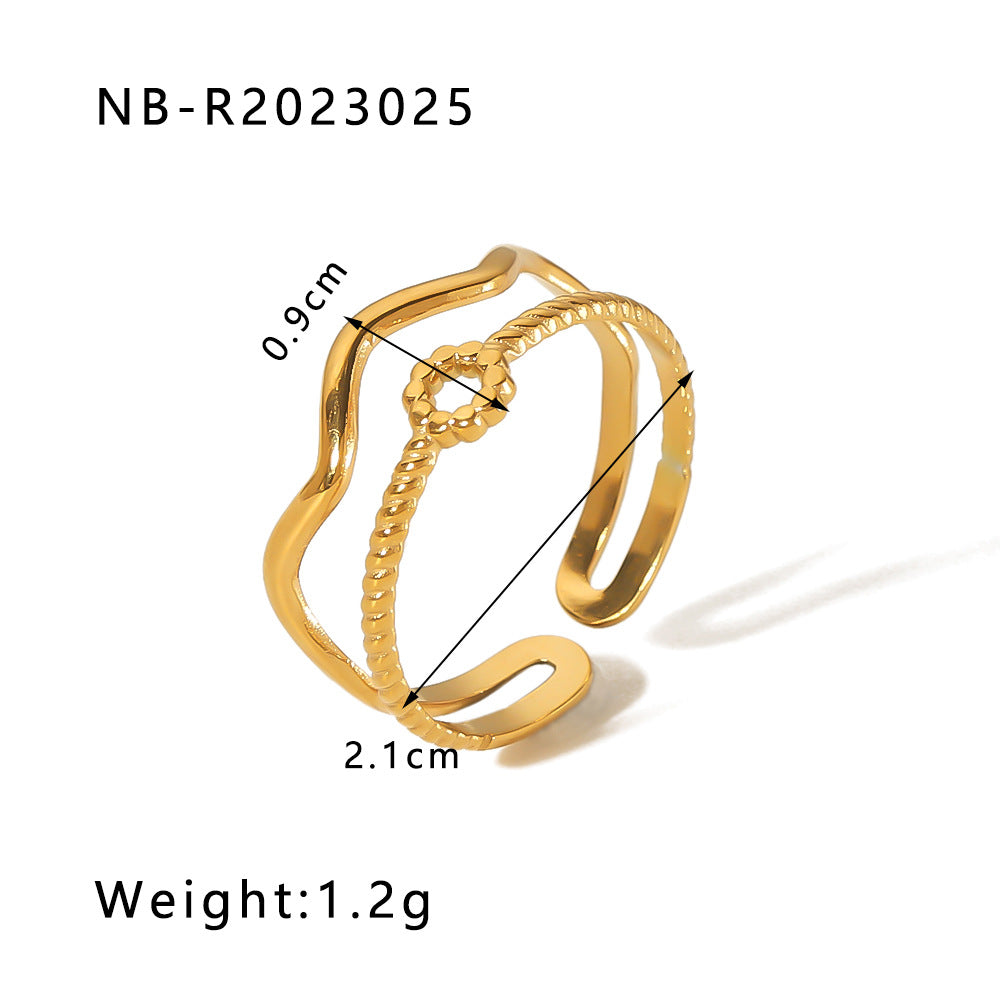 Wholesale Stainless Steel Open Ring Heart Shape Geometric Titanium Steel Ring ACC-RS-Xiny001