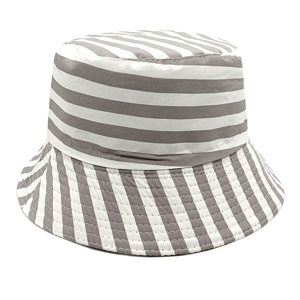 Wholesale Striped Printed Simple Outdoor Sunscreen Hat Bucket Hat