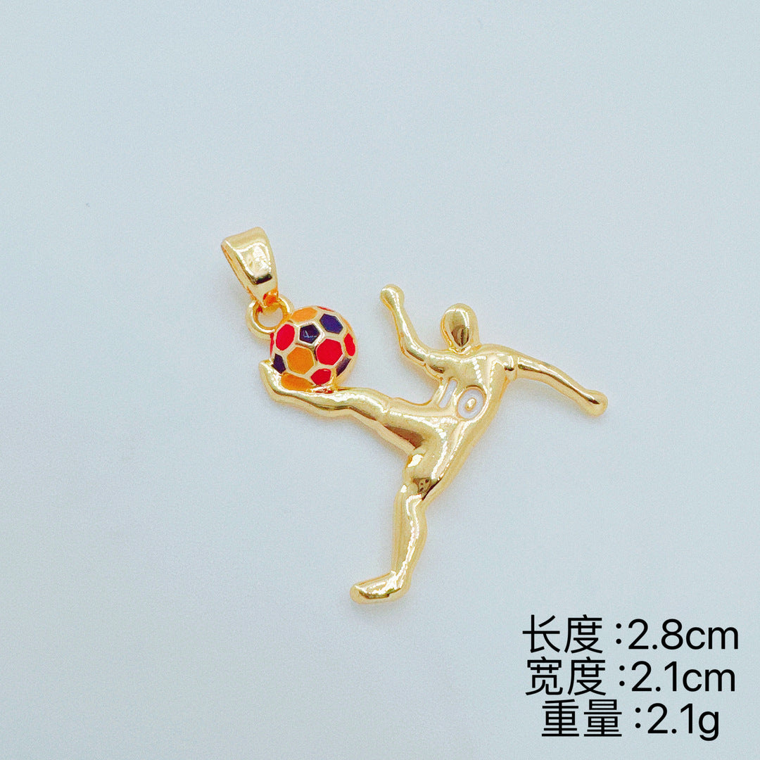 Wholesale Gold Plated Copper Football Pendant Necklace
