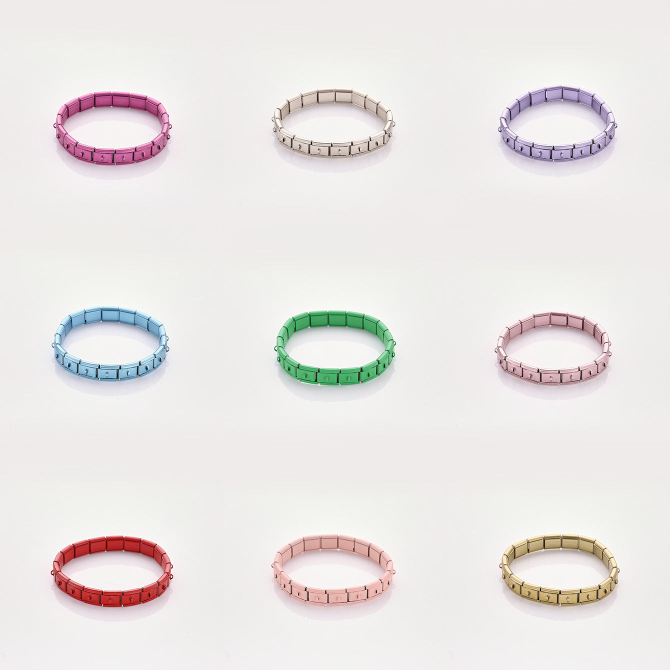 Wholesale 10pcs Colorful Matte Buckle Italian Stainless Steel Jewelry Elastic Bracelet for Men and Women