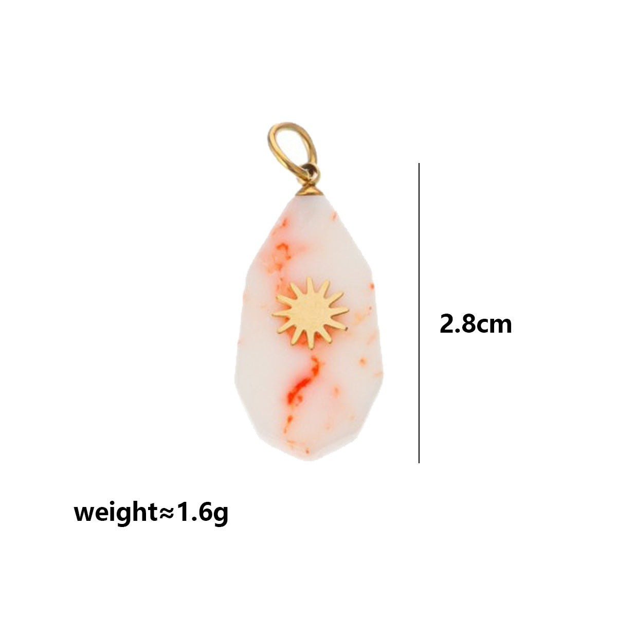 Wholesale 18K Gold Plated Imitation Stone Green Sun Ray Charm DIY Bag Keychain Accessory