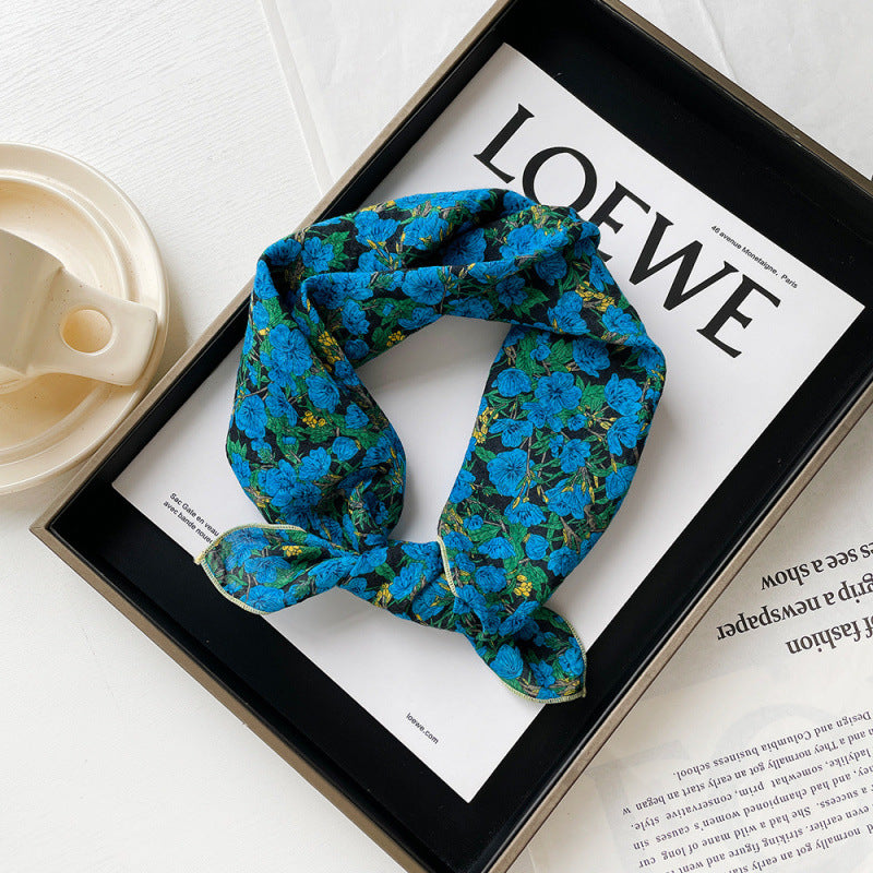Wholesale Cotton blue cashew scarf small square scarf