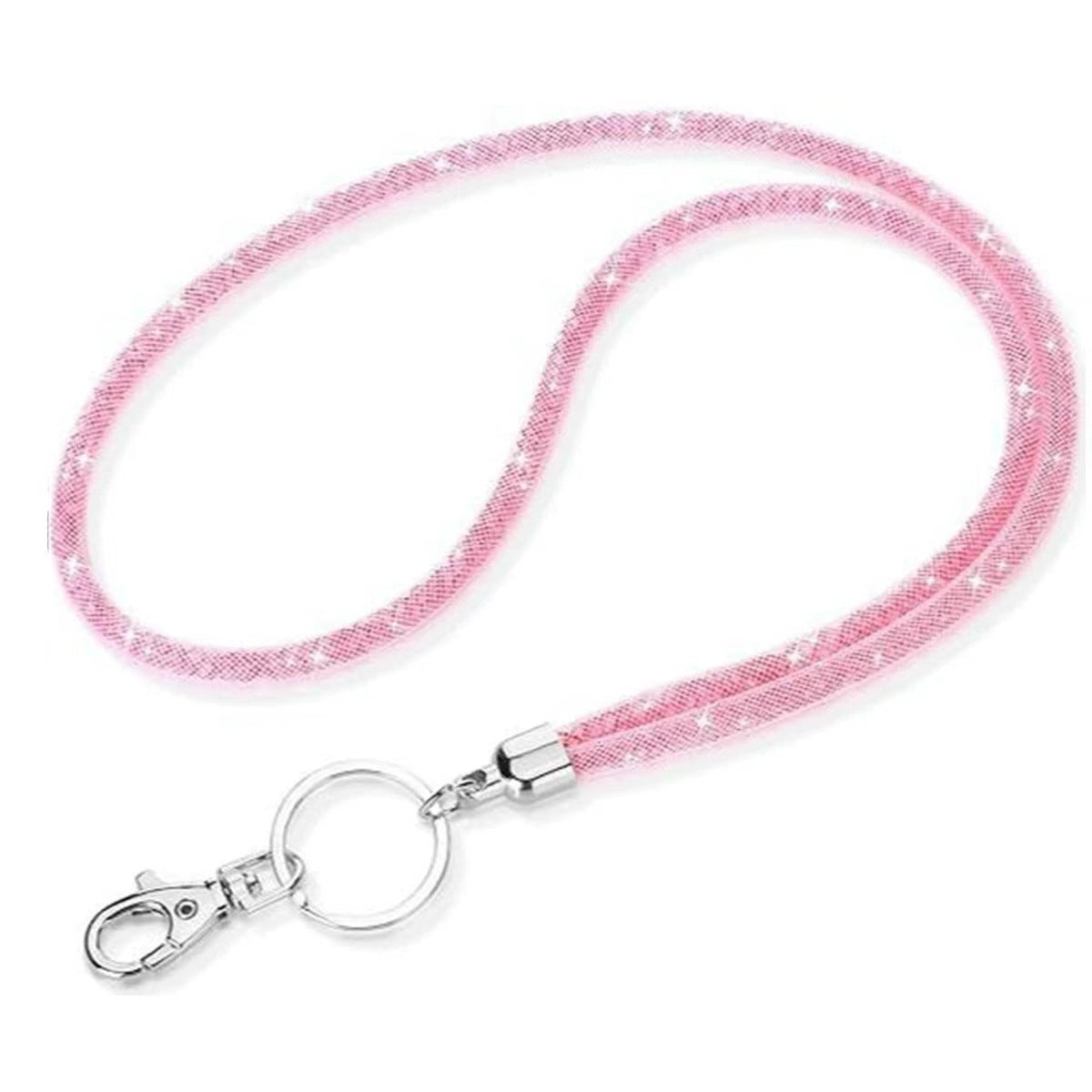 Wholesale Fishnet Rhinestone Lanyard Crystal Card Holder Lobster Keychain ACC-KC-LingYu001