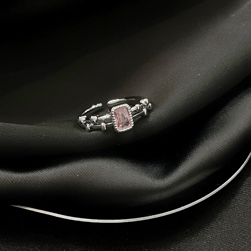 Wholesale Pink Heart Zircon Copper Butterfly Open Rings Adjustable Rings ACC-RS-JiuHao027