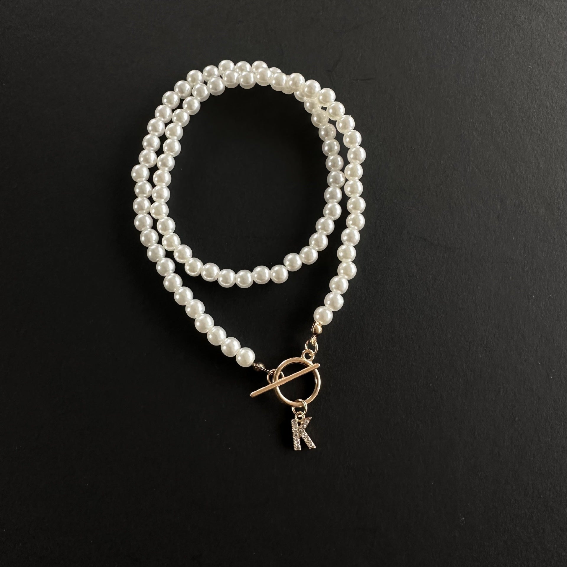 Wholesale pearl chain OT buckle inlaid 26 letters clavicle chain