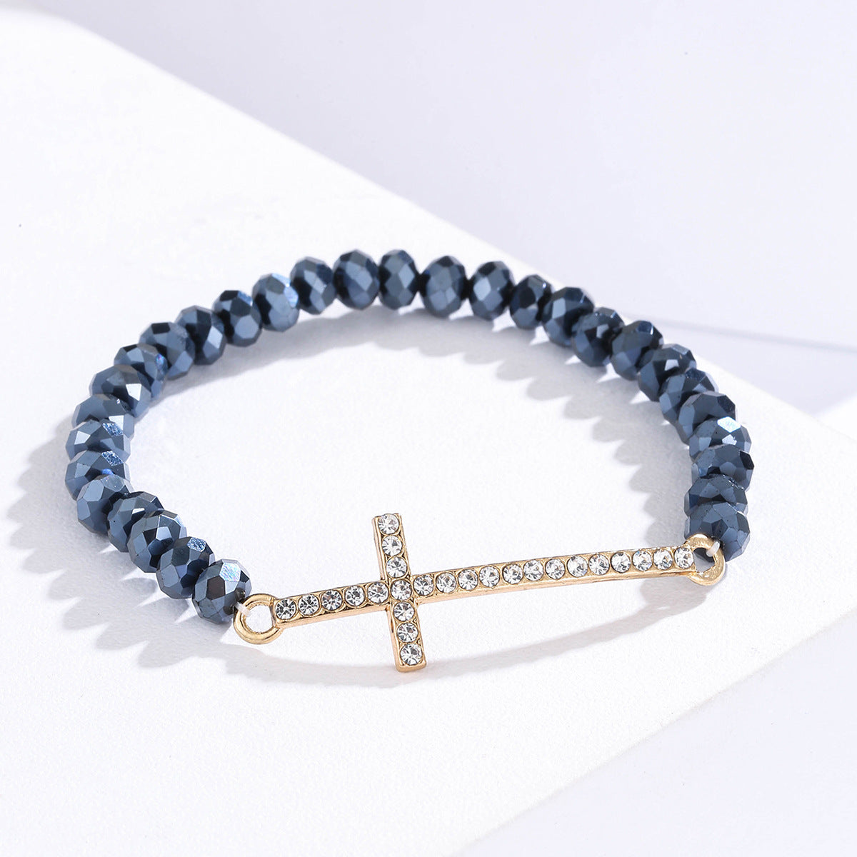 Wholesale Diamond Cross Colorful Crystal Beaded Bracelet