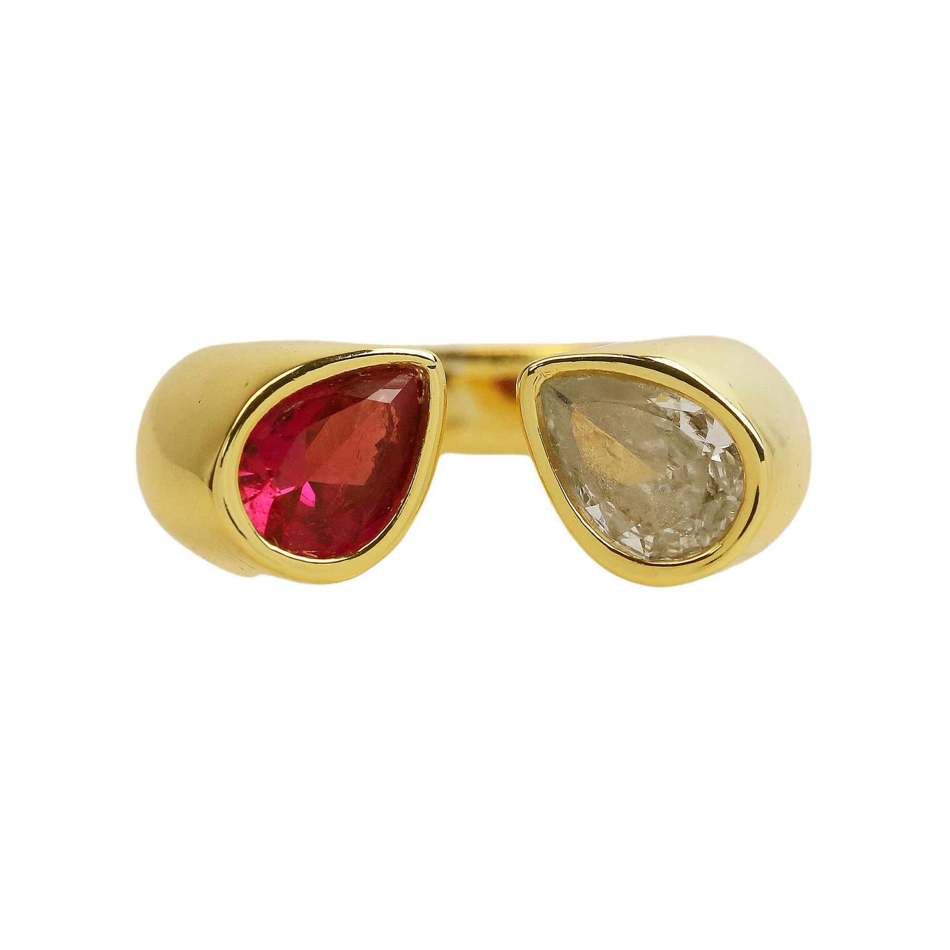 Wholesale 18k Gold Brass Geometric Water Drop Pear Shape Main Stone Women's Ring