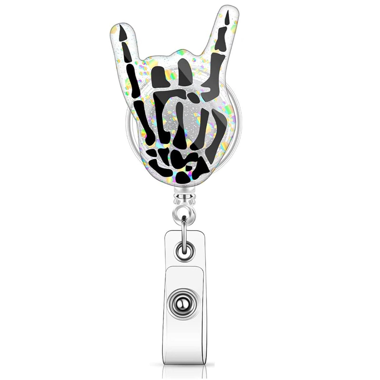 Wholesale  Skull Black Cat Retractable Badge Reel with Glitter Acrylic,  Resale Accessory