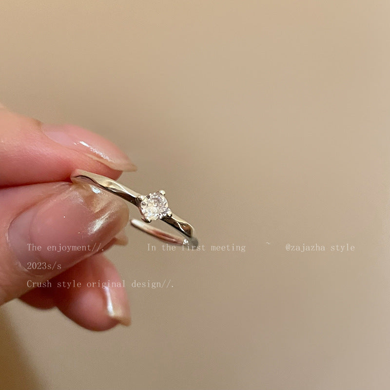 Wholesale Modern Butterfly Zircon Open Ring For Women Copper Electroplated Jewelry Accessory For Boutique Resale