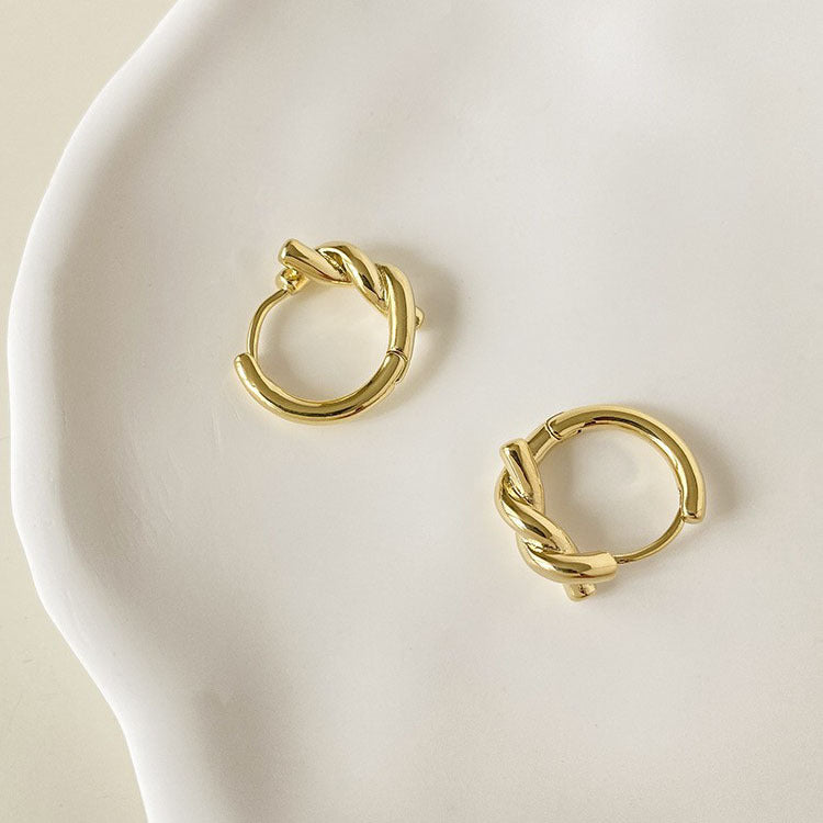 Wholesale Metal Electroplated Minimalist Knot Earrings Boutique Resale Jewelry Accessory