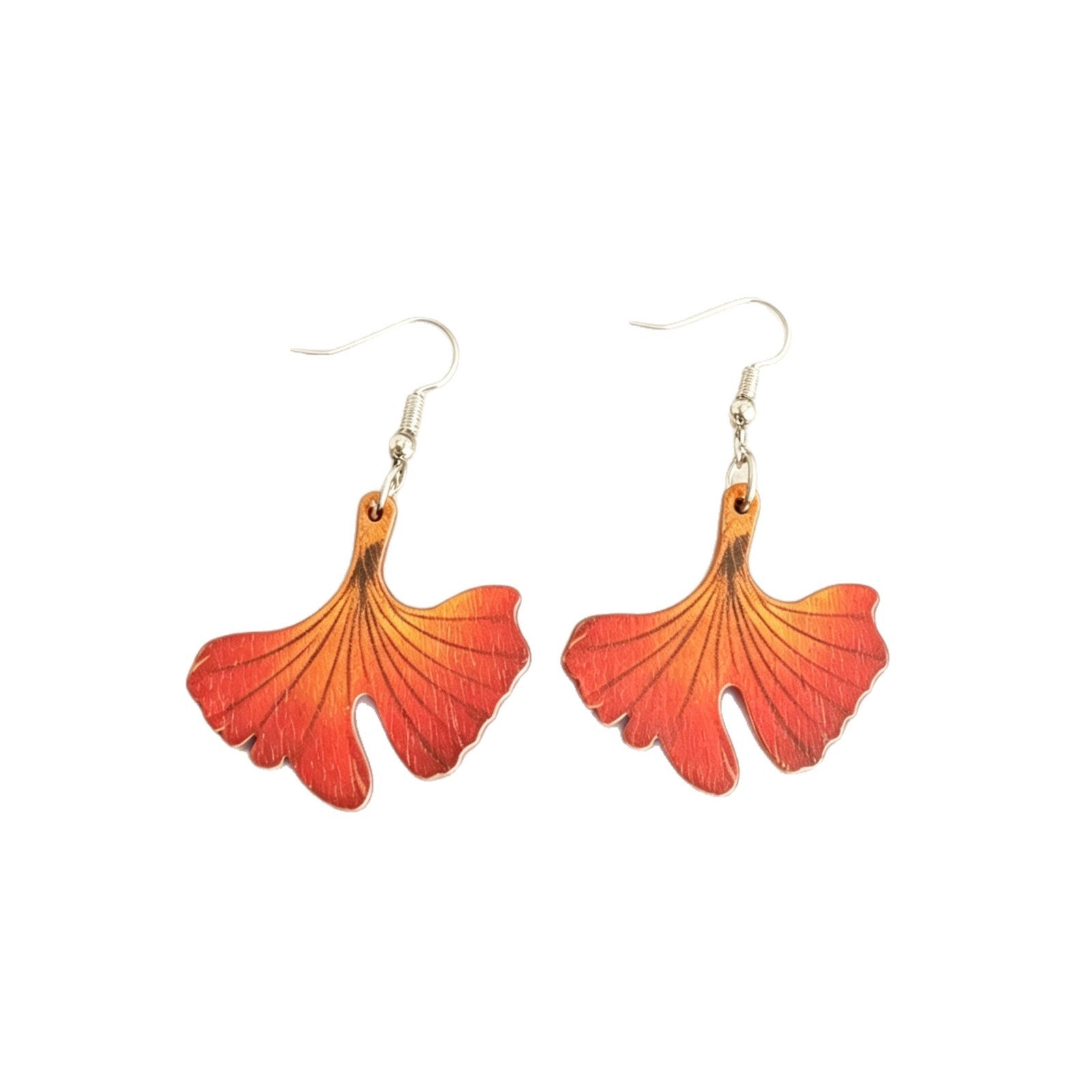 Wholesale Retro Ginkgo Leaf Wooden Earrings Vintage Painted Fallen Leaf Fashion Accessory