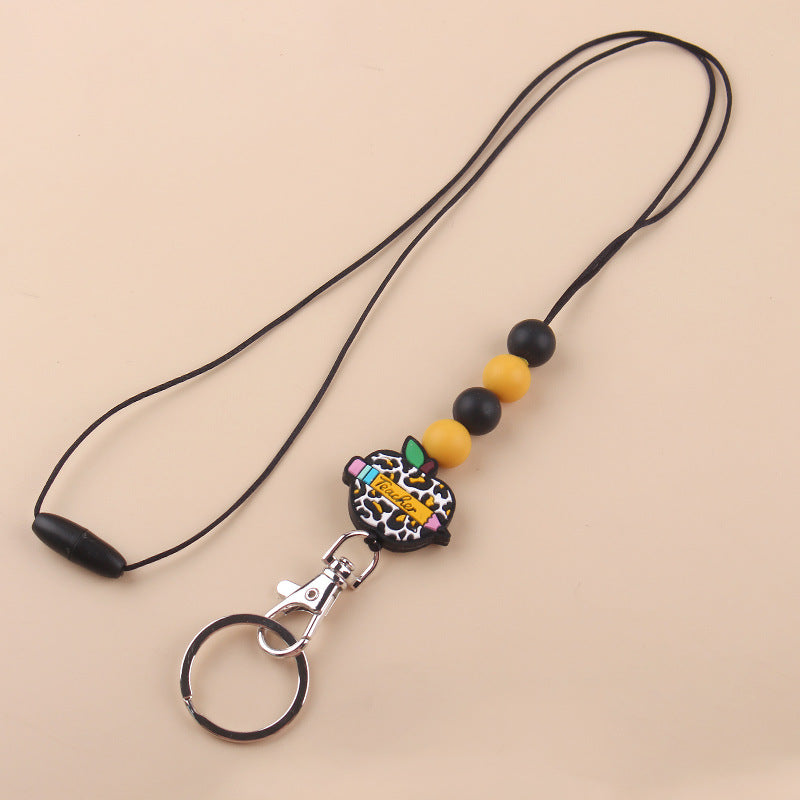 Wholesale Cartoon Silicone Beaded Apple Necklace Keychain Creative Keychain ACC-KC-GuangTian044