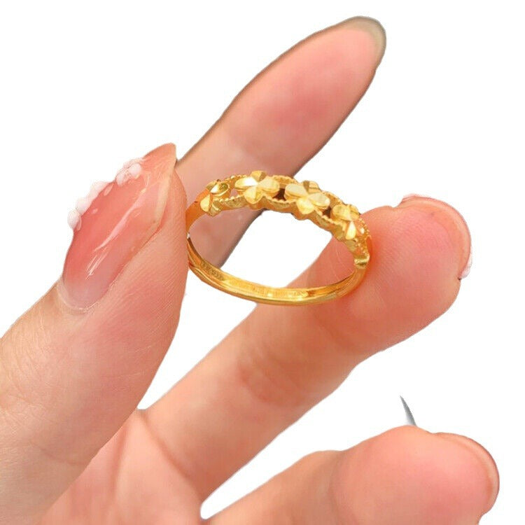 Wholesale Copper Gold Plated Clover Ring ACC-RS-WanXi014