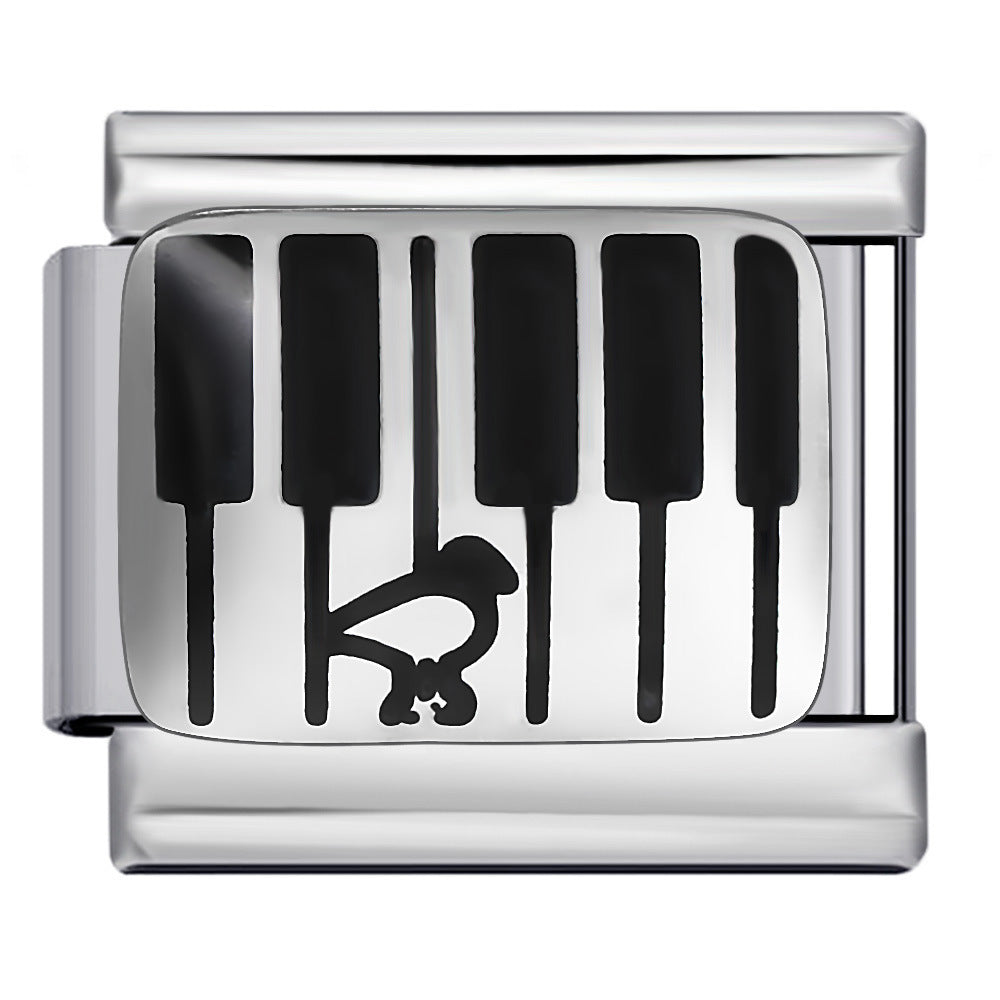 Wholesale 5pcs Italian Charm Bracelet 9mm DIY Splicing Black Pink Pattern Stainless Steel Composable Bracelet