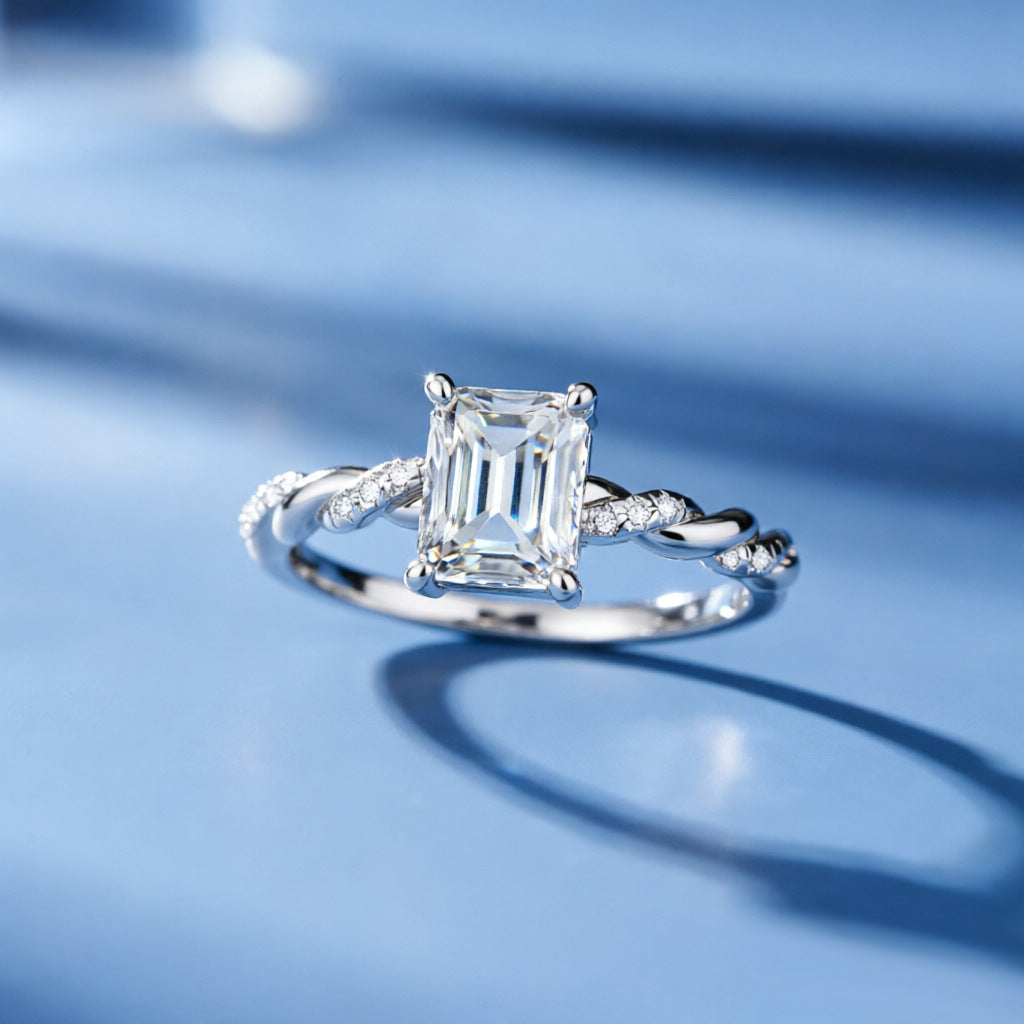 Wholesale Chic Twisted 925 Sterling Silver Ring For Women Square Zirconia Fashion Jewelry Accessory Great For Gift Everyday Wear And Boutique Resale