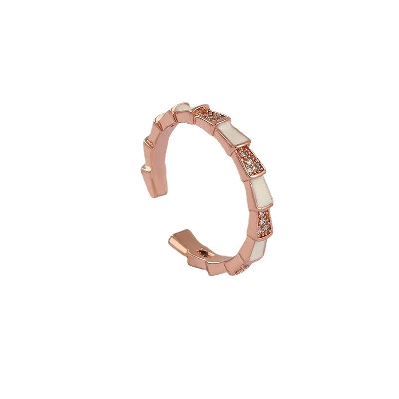 Wholesale Snake Bone Design Open Ring Gold Plated Copper with Crystal Accents Fashion Jewelry Gift