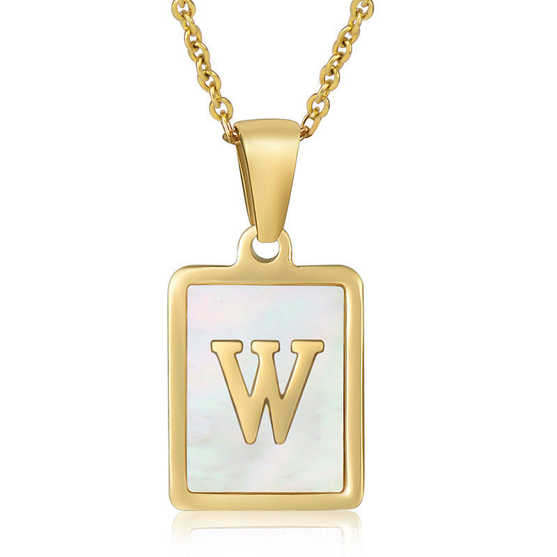 Wholesale  stainless steel three-dimensional shell letter necklace