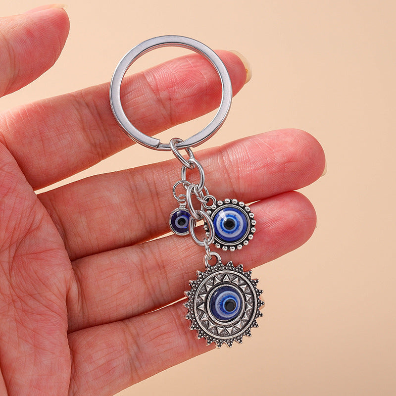 Wholesale  Sun Palm Keychain Personality Design Devil' s Eye Key Ring Hanging Ornaments