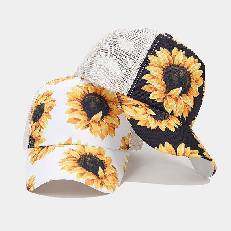 Wholesale Western Style Sunflower Cow Pattern Aztec Ponytail Hat Mesh Cap Baseball Cap ACC-HT-LvYi001