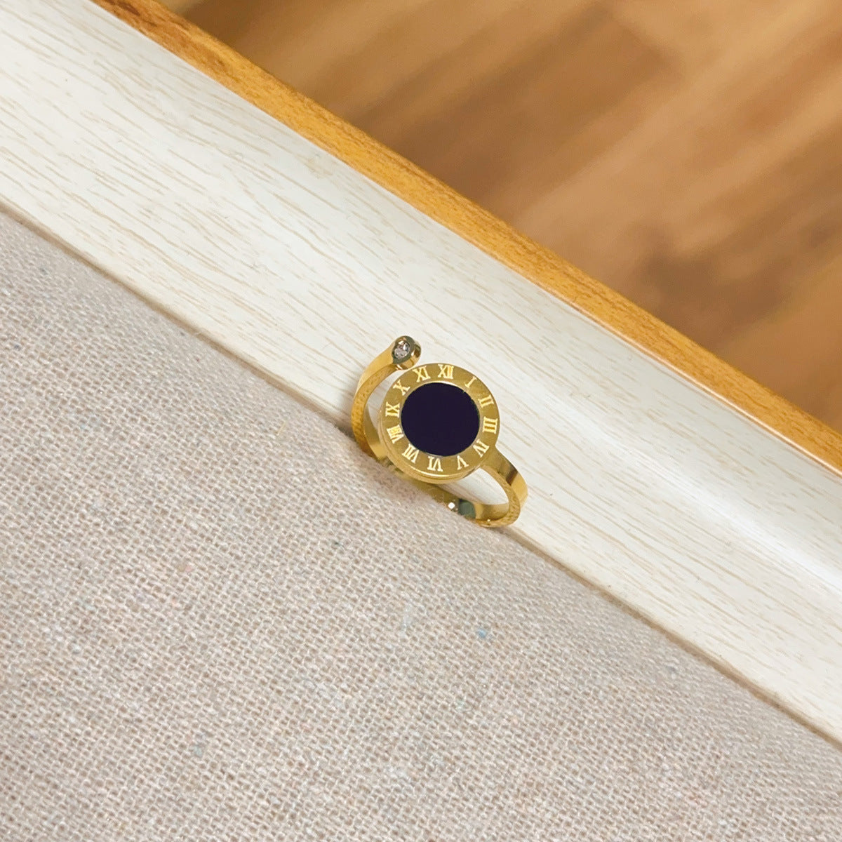 Wholesale  Roman numeral titanium steel adjustable opening ring