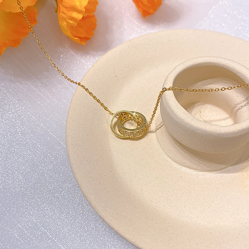 Wholesale Electroplated Titanium Steel Necklace Micro-embedded Clavicle Chain Choker Necklace ACC-NE-Xiyue003