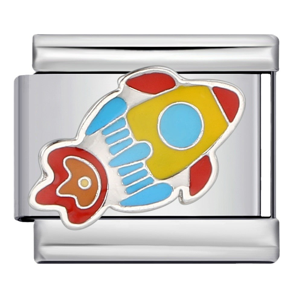 Wholesale 5pcs Italian Charm Bracelet 9mm DIY Splicing Space Planet Element Stainless Steel Composable Bracelet