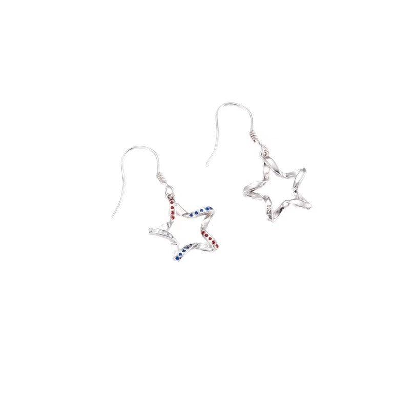 Wholesale  American Independent Day Earrings  Five-pointed Star Alloy Ear Hooks